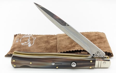 Dolphins Knives Rams Horn Lockback Switchblade Knife w/ Carrying Case