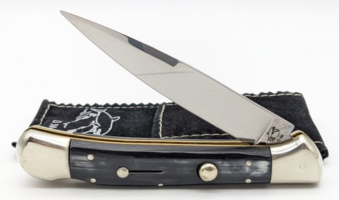 Dolphin Knives Buffalo Horn Lockback Switchblade Knife w/ Carrying Case