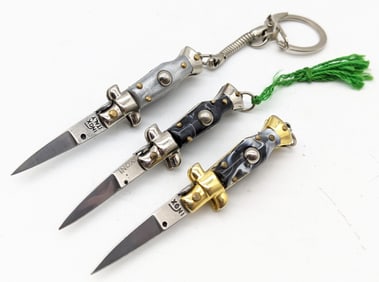 (3) Mini Inox Italy Stiletto Switchblade Knives