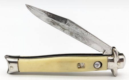 Shur-Snap White Plastic Fishtail Bowtie Switchblade Knife
