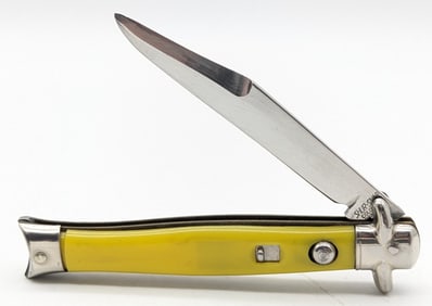 Shur-Snap Yellow Plastic Fishtail Bowtie Switchblade Knife