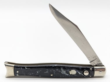 Schrade Walden Marbled Plastic Fishtail Switchblade Knife