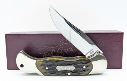 2001 Case XX Solingen Germany Green Bone Lockback Hunter DE161502L 440C w/ Box