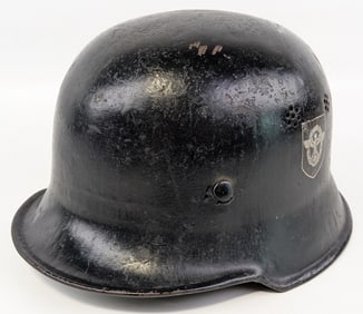 WW2 German Double Decal Salt & Pepper Fire / Police Helmet