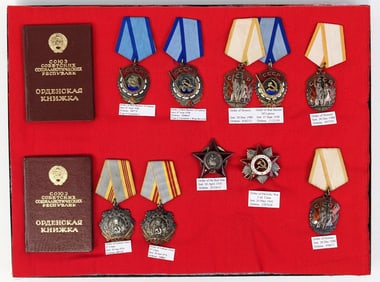 (10) Soviet Russian Numbered Medals & Presentation Books