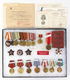 (20) Single Soldier WWII Soviet Russian Military, Defensive, & Jubilee Medals