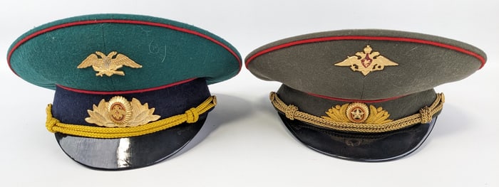 (2) Soviet Russian Officers Parade Visor Caps