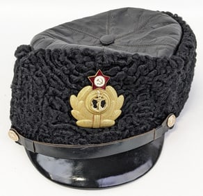Soviet Russian Navy Admiral Leather Winter Cap
