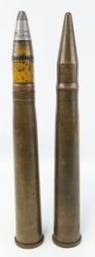 (2) WWII US 40mm Artillery Shells w/ Projectiles