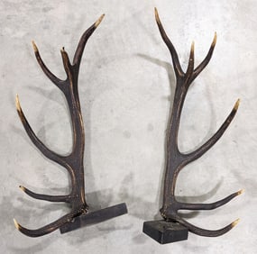 Large Red Deer Antler Mounts on Diamond Plaques