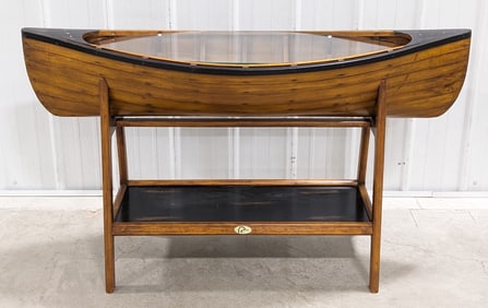 Ducks Unlimited Glass Top Canoe Console Table