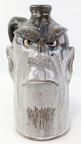 10in Dal Burtachell Multi Glaze Face Jug