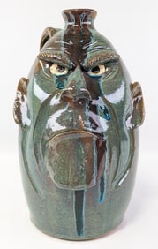 16in Dal Burtachell Multi Glaze Face Jug