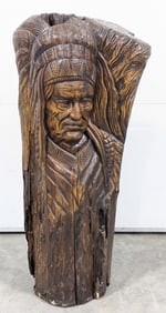 Carved Wood Native American Indian Chief Sculpture