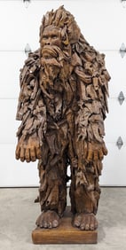 7ft Teak Wood Sasquatch Big Foot Sculpture