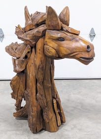 Teak Wood Horse Shoulder Mount Sculpture