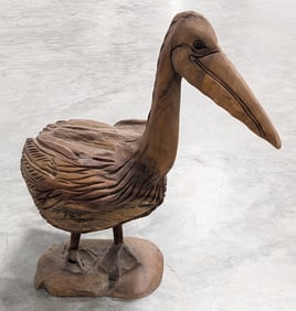 Carved Driftwood Pelican Sculpture