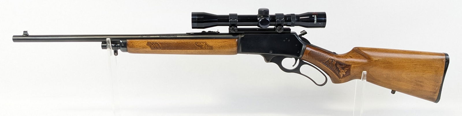 Marlin Glenfield Model 30 .30-30 Lever Action Rifle: Manufacturer: Marlin.Model: Glenfield 30.Type: Rifle. Caliber/Gauge: .30-30 Win. Barrel: 20 inch. Choke: . Finish: Blued. Grip: . Stock: Wood. Condition: Good with some scuffs and other wear from use