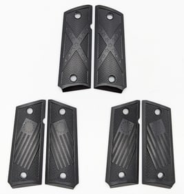 (3) Custom Milled Black Aluminum 1911 Compact Grips