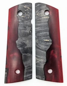 Custom Maple & Red Glitter Acrylic 1911 Full Size Grips
