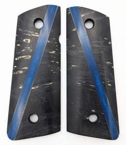 Custom Russian Maple & Blue Glitter Acrylic 1911 Compact Grips