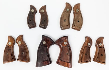 (5) Smith & Wesson Revolver Checkered Wood Grips