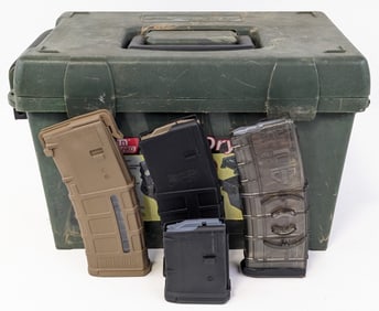 (14) Various Brand Polymer AR-15 5.56mm / .223 Rem Magazines w/ Ammo Can