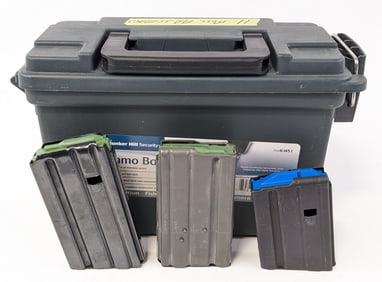 (11) Various Size & Brand AR-15 Magazines w/ Ammo Can