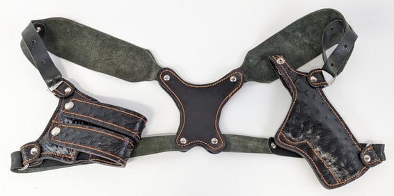 Custom Ostrich Leather 1911 Shoulder Holster & Mag Carrier