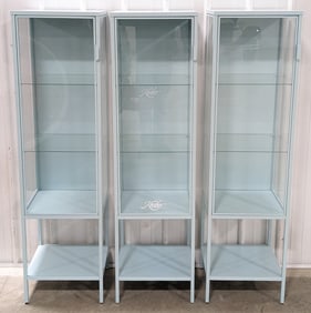(3) Square Upright Glass Display Cases