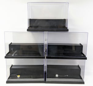 (5) Light Up Two Tier Plexiglass Display Cases