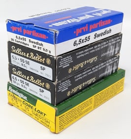 80 Rnd Various Brand 6.5 x 55mm Swedish Cartridges