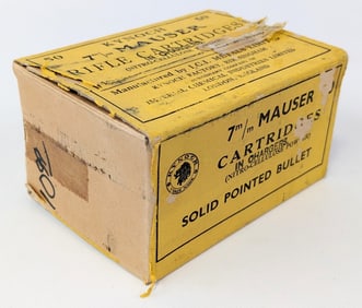 50 Rnd Kynoch 7mm Mauser 140gr Solid Point Cartridges on Stripper Clips