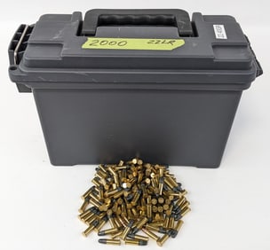2000 Rnd Loose .22 LR Winchester Round Nose & Federal JHP Cartridges w/ Ammo Can