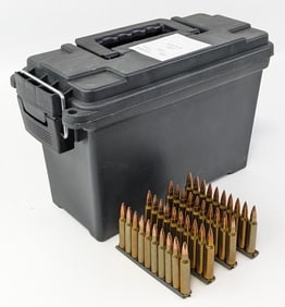 500 Rnd Surplus 5.56mm Cartridges on Stripper Clips w/ Ammo Can