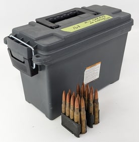 168 Rnd Surplus .30-06 on M1 Garand Enblock Clips w/ Ammo Can
