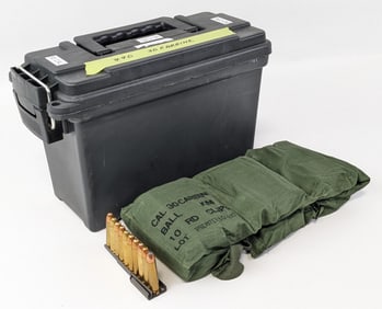 440 Rnd Surplus .30 Carbine Cartridges on Stripper Clips w/ Ammo Can