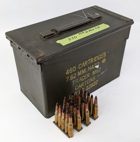 550 Rnd Surplus .308 Win Blacktip Cartridges on Stripper Clips w/ Ammo Can