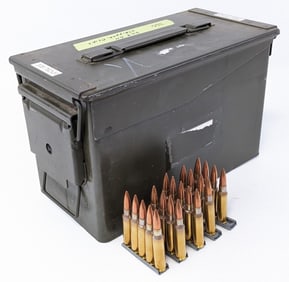 300 Rnd Surplus .308 Win Cartridges on Stripper Clips w/ Ammo Can