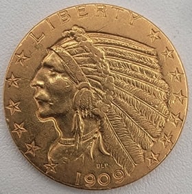 1909-D United States $5.00 Indian Head Gold Coin