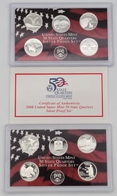 2007 & 2008 United States 50 State Quarters Silver Proof Sets