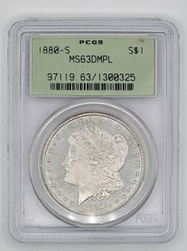 1880-S United States Morgan Silver Dollar PCGS MS 63 DMPL