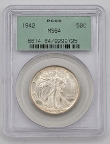 1942 United States Walking Liberty Half Dollar PCGS MS 64
