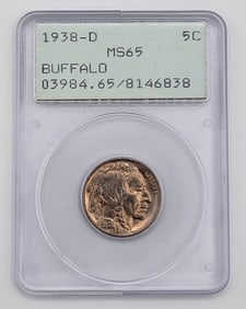 1938-D United States Buffalo Nickel PCGS MS 65