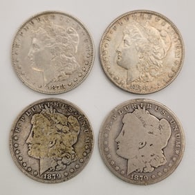 (4) 1878 & 1879 United States Morgan Silver Dollars