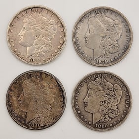(4) 1879 & 1880 United States Morgan Silver Dollars