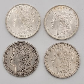 (4) 1883 & 1884 United States Morgan Silver Dollars