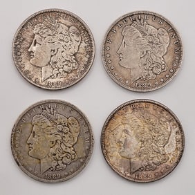(4) 1889 United States Morgan Silver Dollars