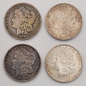 (4) 1900 & 1901 United States Morgan Silver Dollars