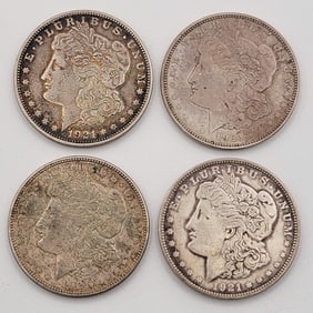(4) 1921-D United States Morgan Silver Dollars